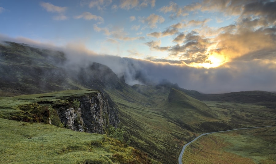 Misty mountain range